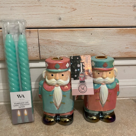 Martha Stewart Nutcracker Taper Candle Holders & Flameless Taper candle sticks - Picture 1 of 4